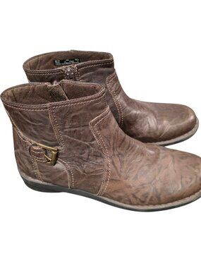 Clarks Bendable Ankle Boots Womens 10M Brown Leather Side Zip Walking Comfort
